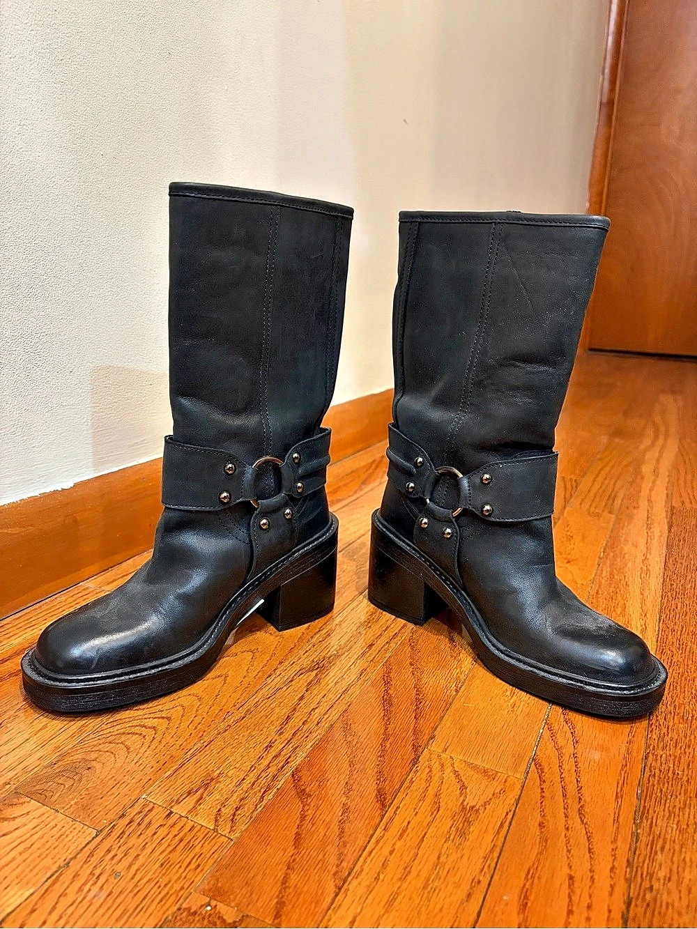 Black Buckle Heeled Boots